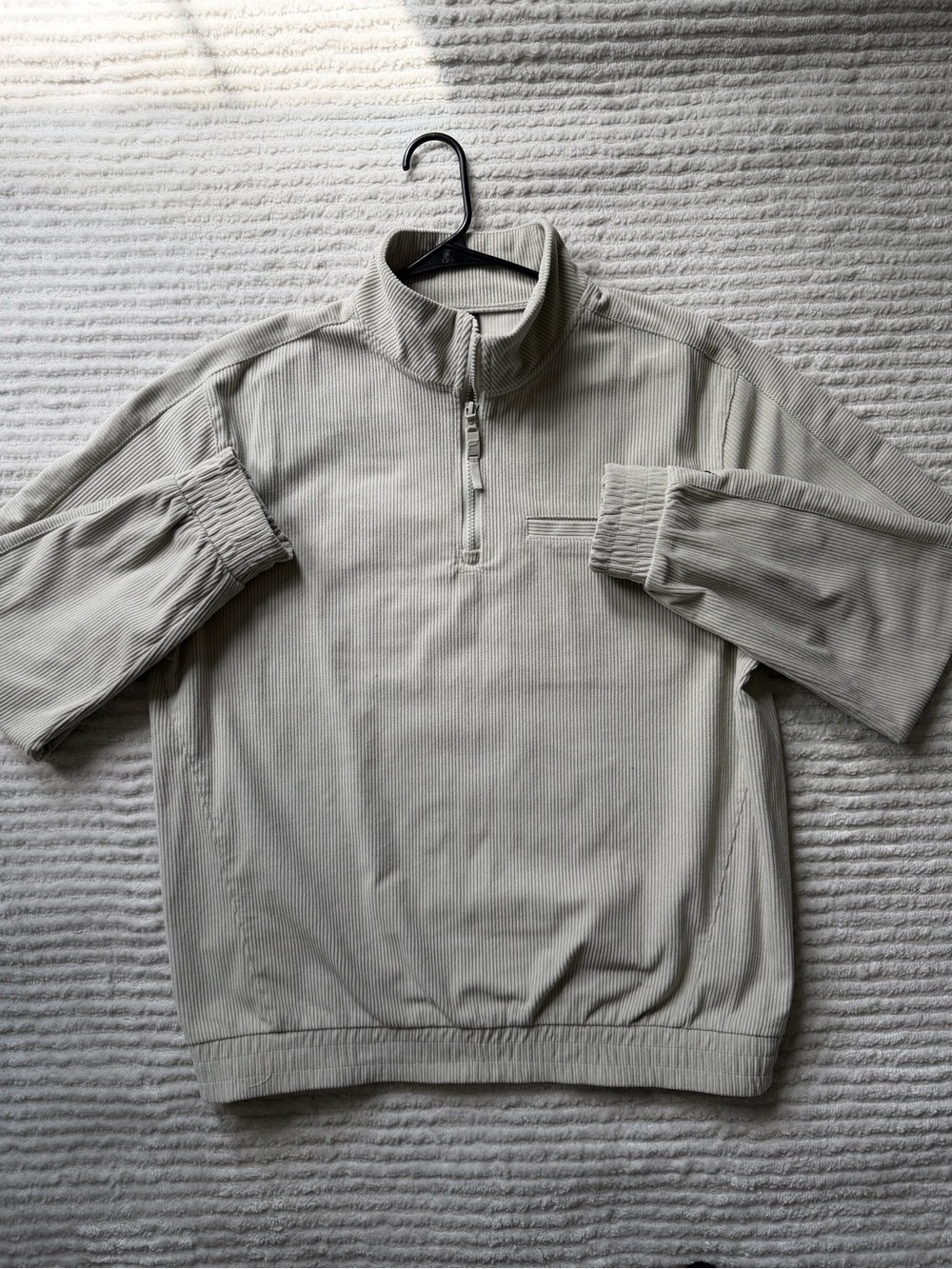 Fabletics Men's Quarter-Zip Pullover Sweater - Light Beige